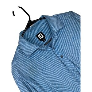 FootJoy FJ Polo Golf Shirt Blue Heathered Striped Stretch Men's Medium M A